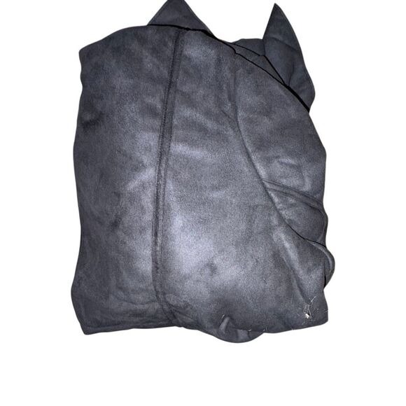 Denim & Co. Woman’s 3X Faux Suede Cascade Front Jacket Black with Sherpa Lining - Picture 1 of 4